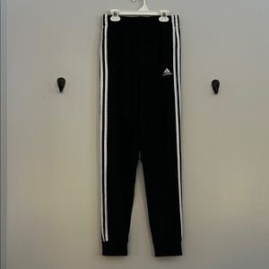 Adidas Kids Black Joggers with White Stripes